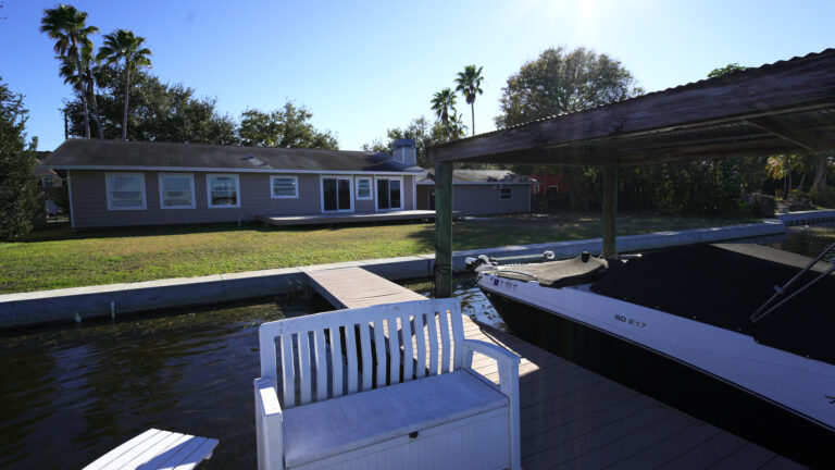 Looking back at the house from the dock